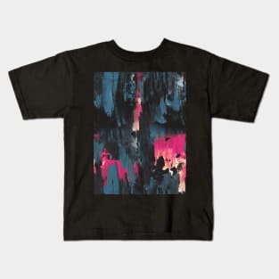 New dawn pink - fluid painting pouring image in teal, black and pink Kids T-Shirt